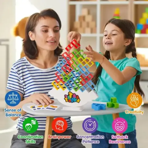 Russian Building Blocks-Tetra Tower Game Stacking Toys- Balance Tower Puzzle Board Game