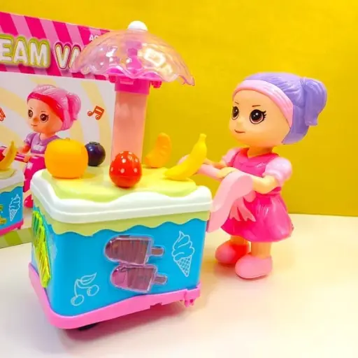 [BLUEBERRY] Cute Doll Ice Cream Cart With Music & Lights